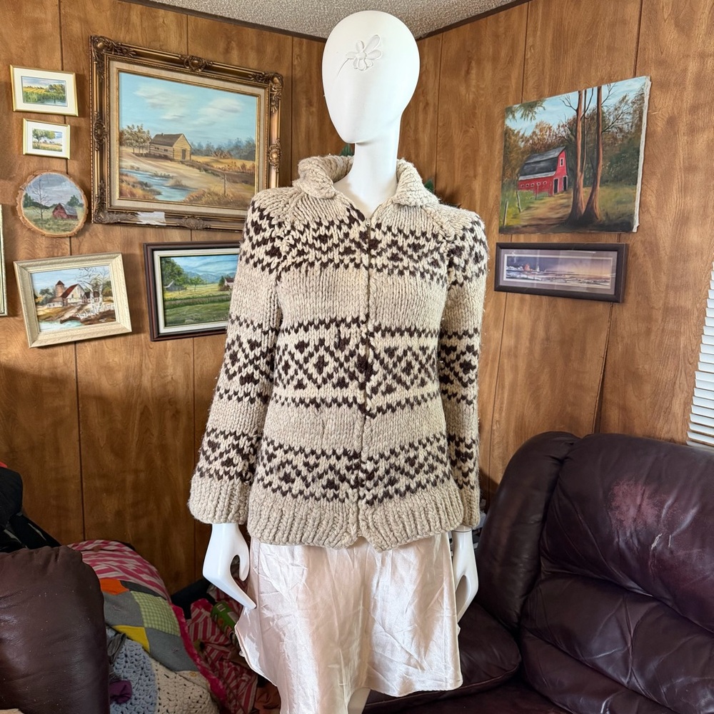 Handmade Vintage Knit Cowichan Siwash Sweater